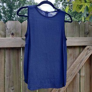 Boden navy blue sleeveless viscose blouse